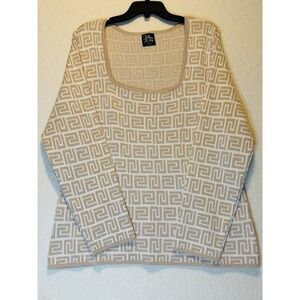 Jolie and Joy 3XL Long Sleeve sweater Beige & Cream Geometric Pattern Plus Size